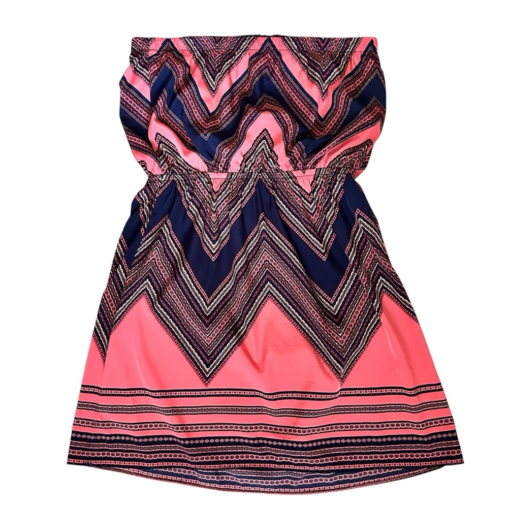 Express Size Medium Strapless Chevron Print Dress… - image 2